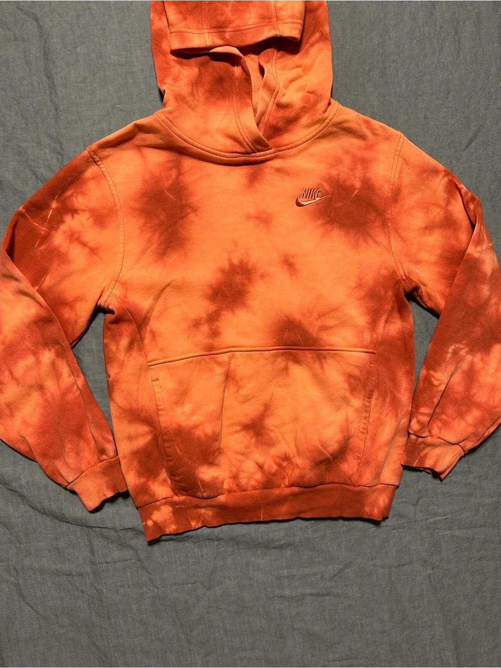 Nike Orange Tie-Dye Crewneck Hoodie